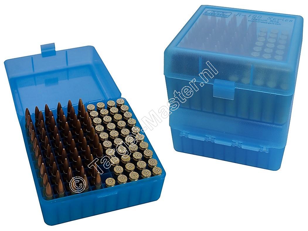 MTM RM100 Ammo Box CLEAR BLUE content 100